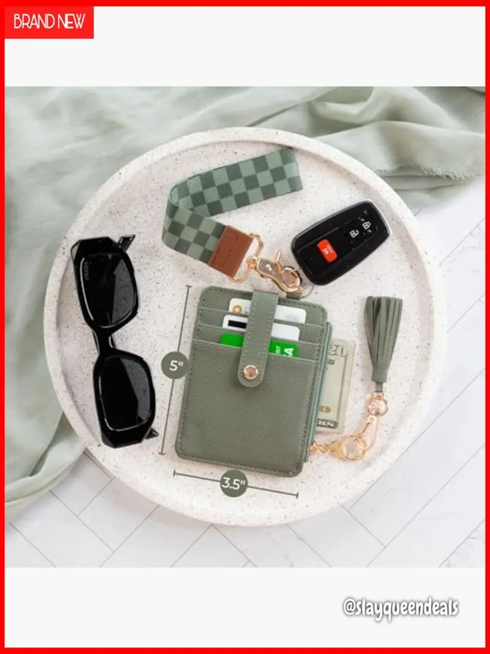 Slim Wristlet Keychain Wallet with RFID Blocking and ID Window